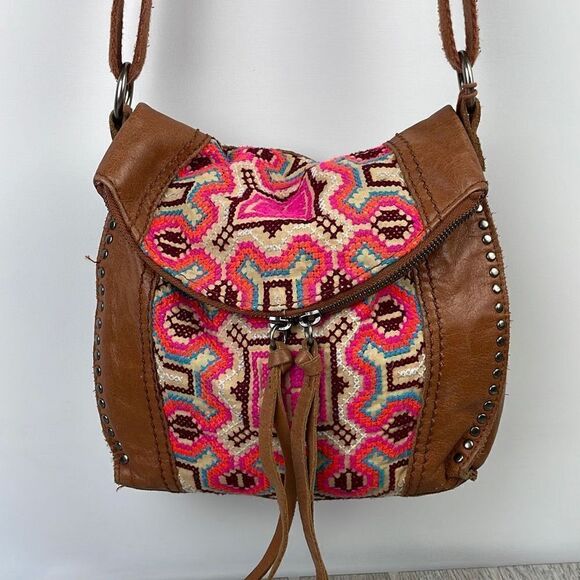 The Sak Women's Embroidered Equestrian Aztec Pattern Metal-Stud Crossbody Bag - Picture 8 of 13